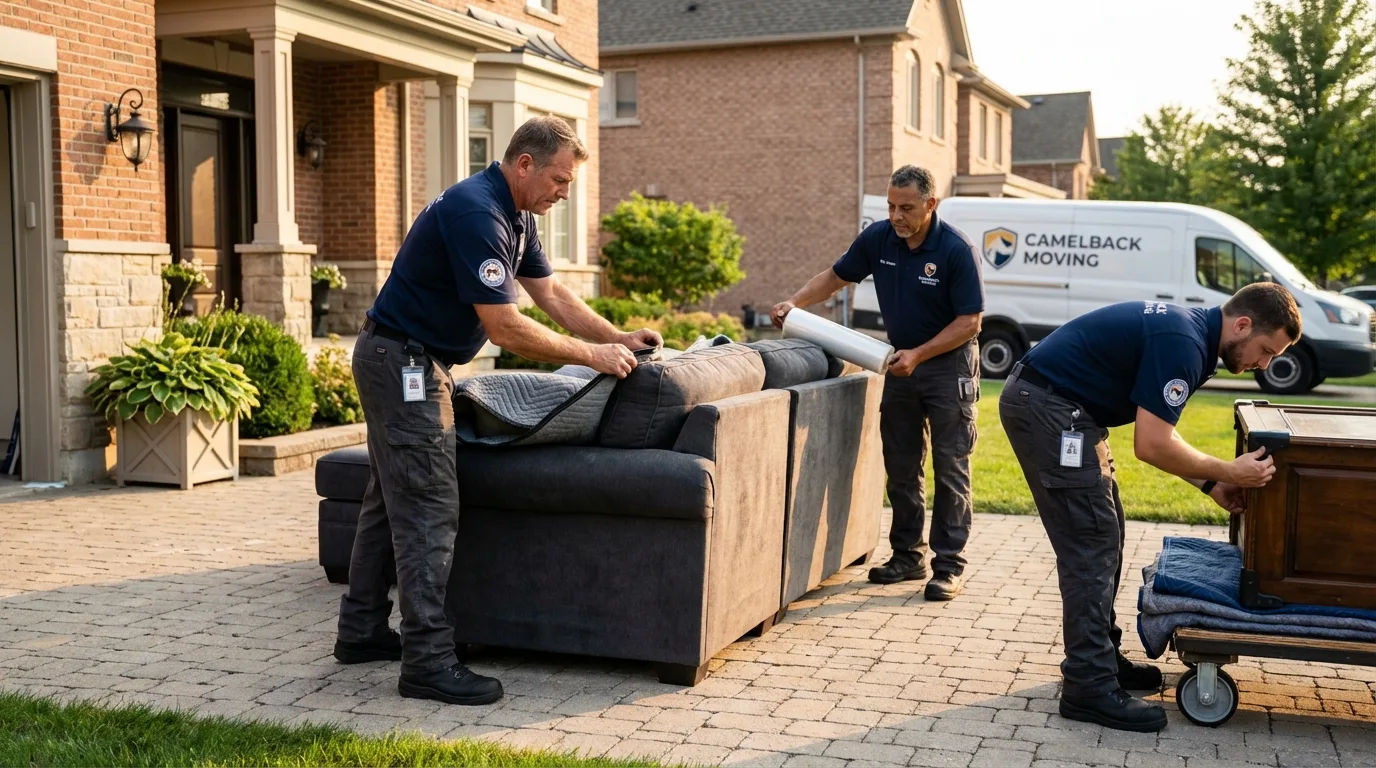 Large estate moving crew wrapping furniture in Clifton Heights, PA